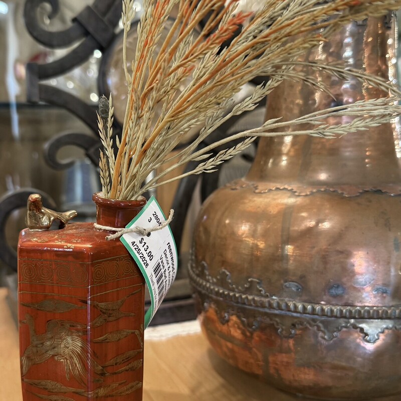 Vase Bud Asian W/Bird