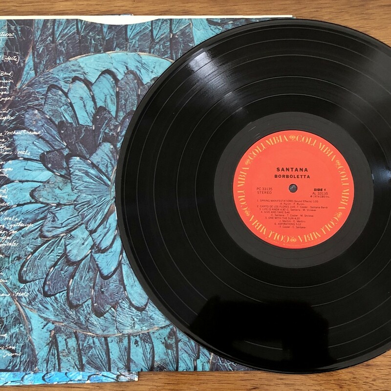 Santana Borboletta LP Vinyl Album c.1974. Ablum condition is excellent, cover condition is very good. Original paper sleeve.