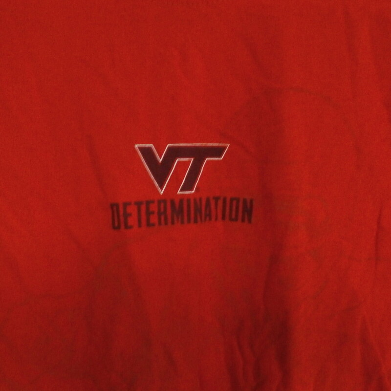 NCAA Virginia Tech Football Men's Orange size medium 100 cotton #17021
Rating:   (see below) 3- Good Condition
Team: Virginia Tech
Player: Team
Brand: NCAA
Size: Medium - Men's (Measured Flat: Across chest 17\", length 28\")
Measured flat: armpit to armpit; top of shoulder to the hem
Color: Orange
Style: short sleeve polo golf shirt
Material: 100% cotton
Condition: - 3- Good Condition - Wrinkled; Slightly faded; minor pilling; fuzz on material; minor stains throughout the shirt
Item #: 17021
Shipping: FREE