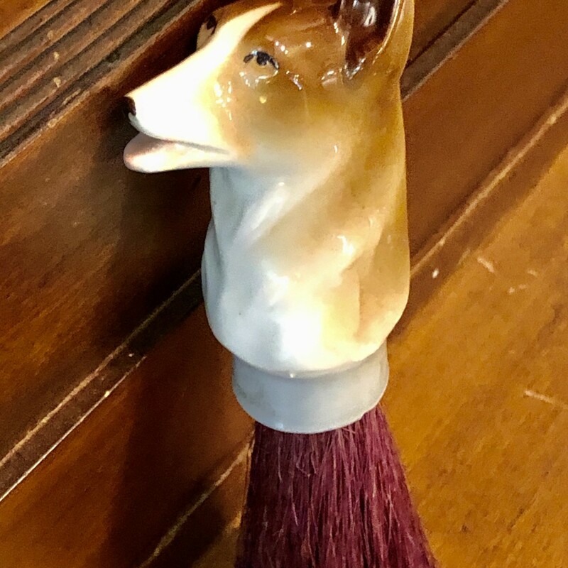German Figural Porcelain Clothes Brush c.1920s. German Shepherd is beautiful undamaged porcelain.<br />
Will be shipped priority mail or can be picked up.