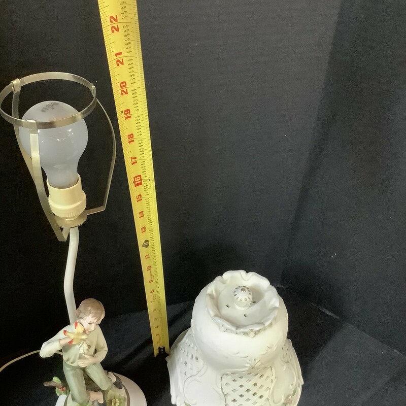 Ceramic boy bird  lamp 18 1/2 H
Shade 8 H