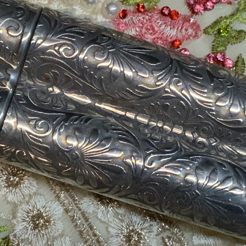 Nickel silver double cigar tube. EPC.  Detailed.  8â€ long