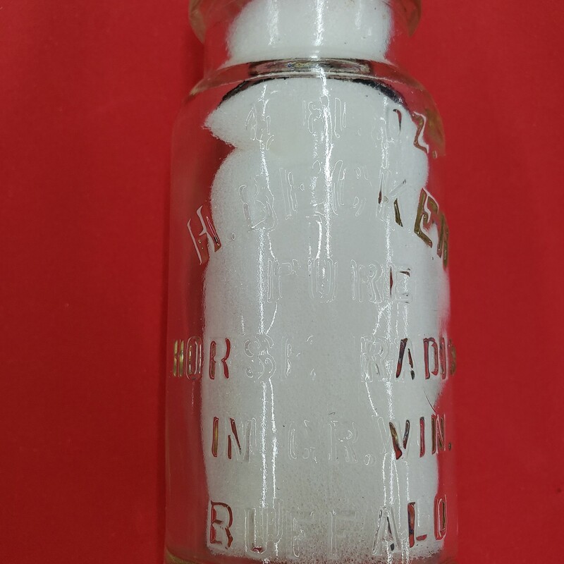 H Becker Horse Radish Bottle, Buffalo, NY
Clear, Size: 4 Oz
Great little piece of local history!
Well I tried, just couldn't get a good picture ;)
Contact store for shipping