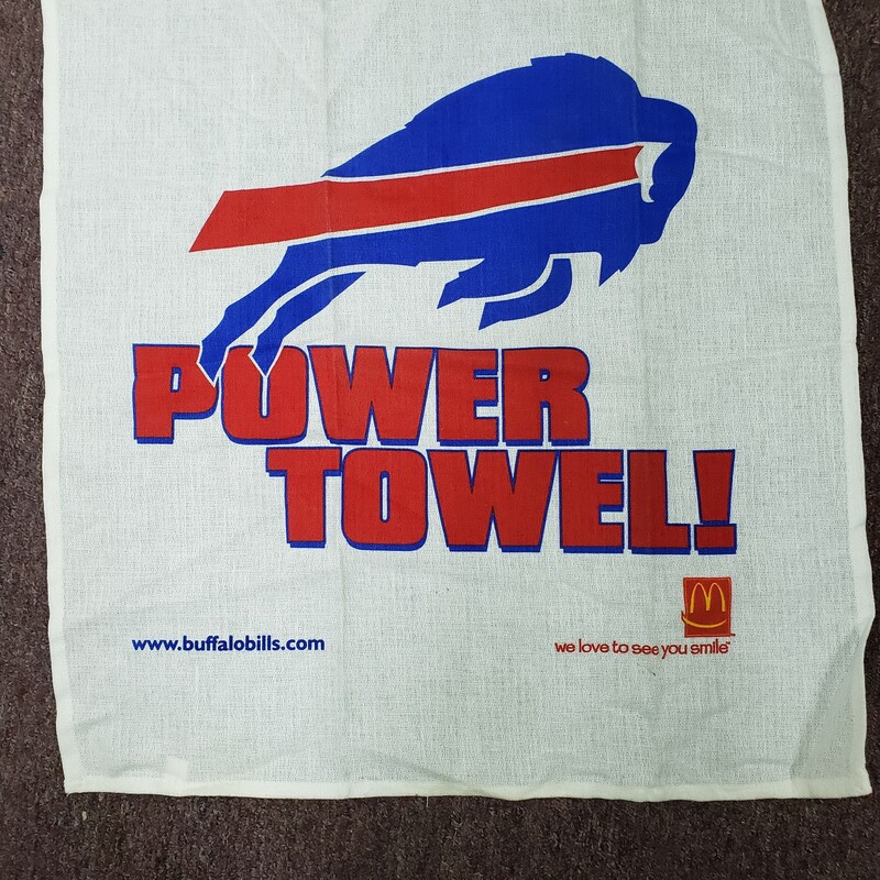 Buffalo Bills Power Towel, White, Size: 21 X 19
Vintage McDonalds Promo item, Brand New
Great gift for any Fan!  2 Available