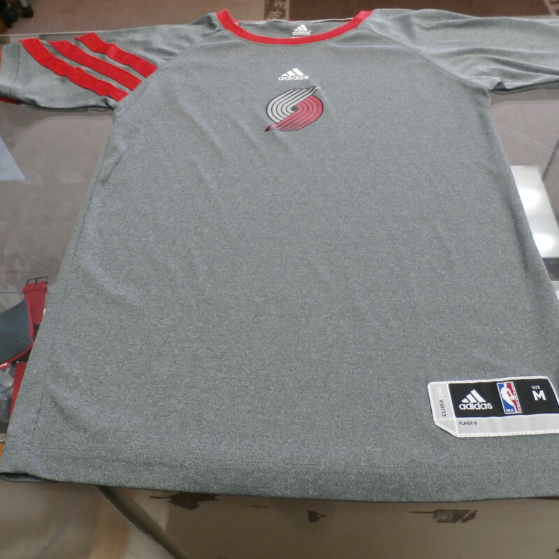 Title: Portland Trailblazers YOUTH Shirt Gray #22806
Our Clothes Rating: 2- Great Condition
Brand: adidas
size: Youth Medium(10-12) - (Chest: 16\" Length: 24\")
color: Gray
Style: Screen pressed; ClimaCool
Condition: 2- Great- clean and crisp; soft to the touch
Shipping: FREE
Item #: 22806
