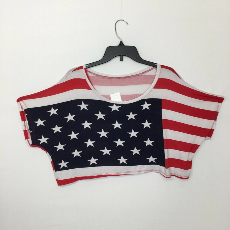 120-264 No Tag, Red/whit, Size: Small American flag t-shirt