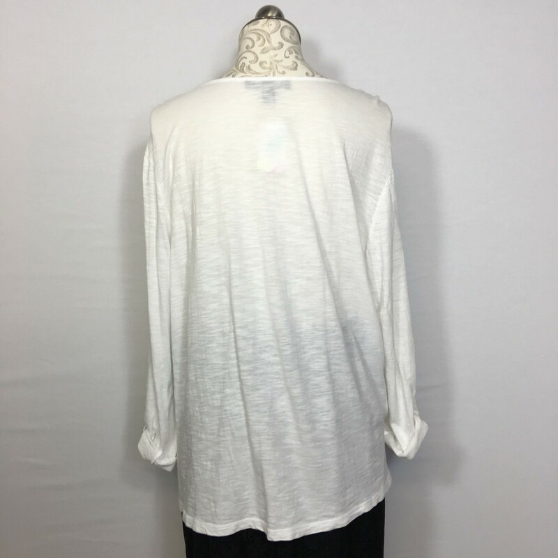114-077 Gloria Vanderbilt, White, Size: Xxl long sleeve embroidered white Top cotton/modal