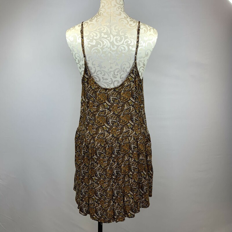 100-887 American Eagle, Brown, Size: Large brown multicolor ruffle dress 100% viscose  good