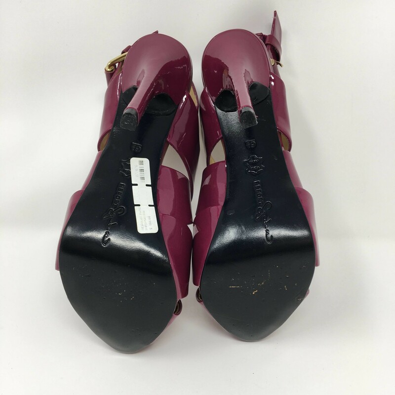 120-057 Report Signature, Purple, Size: 6.5
open toe heels criss cross front patent leather  x