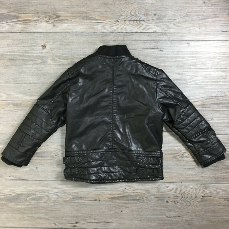 H&M Leatherjacket, Black, Size: 2-3Y