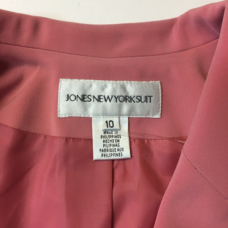 121-046 Jones New York, Pink, Size: 10 Pink button down jacket and knee lenght skirt 100% polyesther