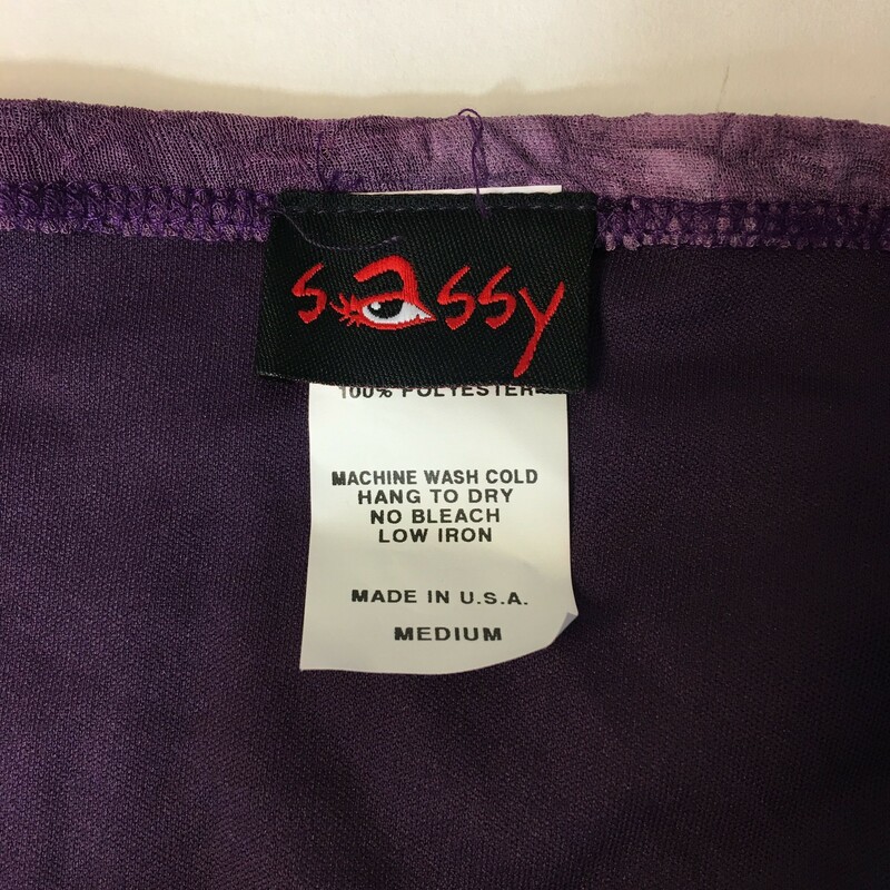 121-034 Sassy, Purple, Size: M purple short sleeve shirt and long skirt 100% polyesther