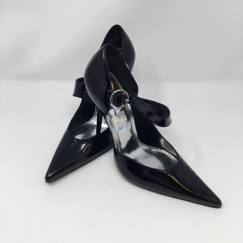 120-117 Colin Stuart, Black, Size: 7  Black heels w/ankle strap patent leather