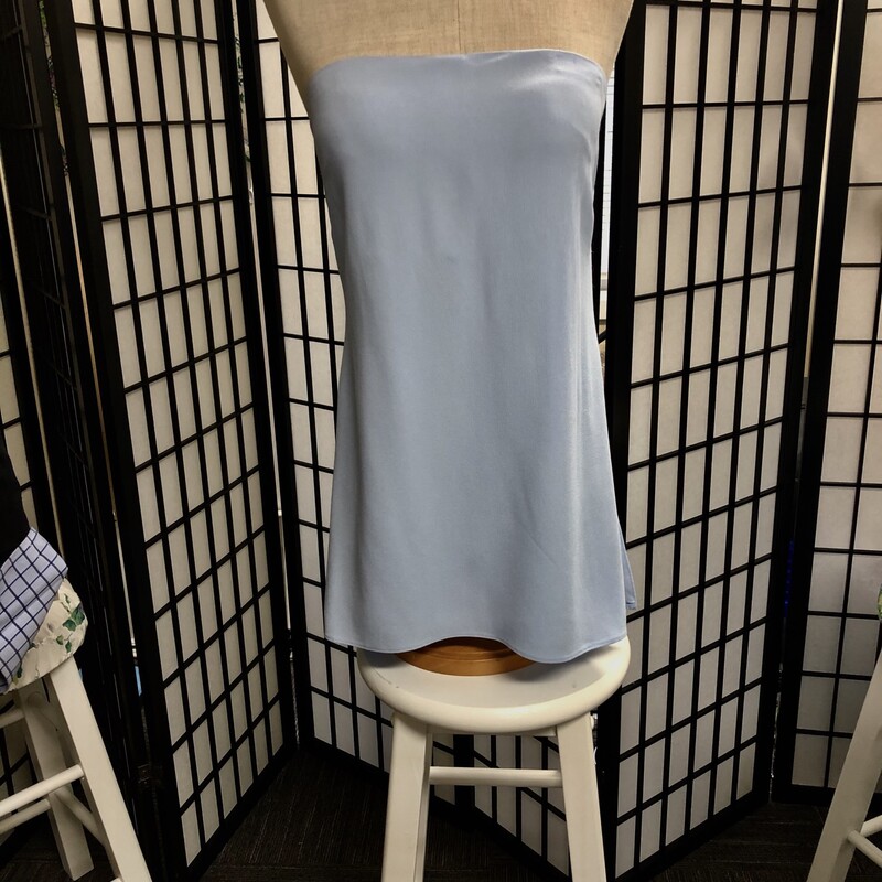 ADAM  LIPPES STRAPLESS TOP.  Size XS/S.  This is a lovely soft blue in color, has 2 open slide slits which measure about  10\" each and a concealed back zipper.  Something which is also convenient is an inside bra element.  Approximate measurements:  bust = 30\", waist = 31\" and length = 22\".  Material : 79% acetate, 21%viscose.  Lining =100% silk.  Conbo = 92% nylon, 8% spandex..  Condition is very good with minor wear. This could easily be worn over a full knee length skirt as well as slacks.  Adam Lippes usually runs true to size.