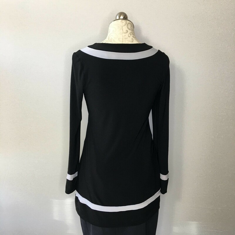 120-284 White/black, Black, Size: Small Long sleeve black shirt w/white trim polyesther/spandex