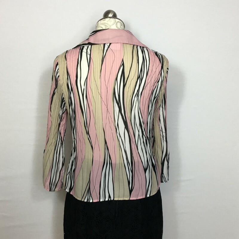 120-180 Allison Taylor, Multicol, Size: Small Pink/beige/white/Black button up top 100% polyesther
