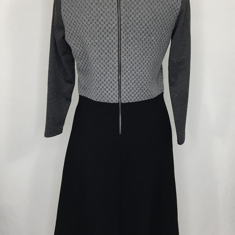 Grey and Black dress, 2 tone Textured bodice, long sleeves and black skirt,, Size: 4 by Loft