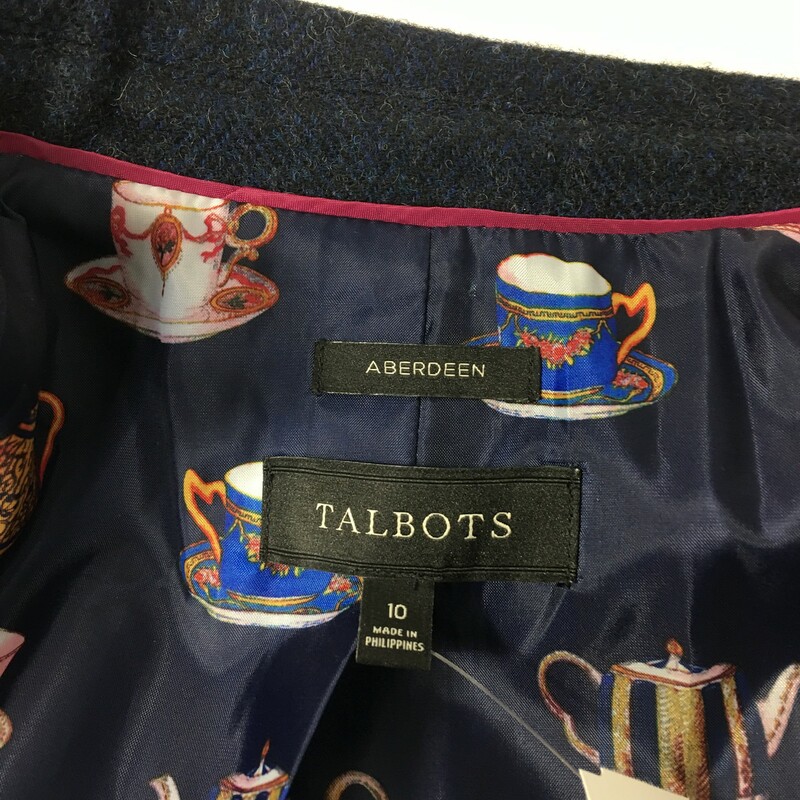 Talbots Knit Blazer, Navy Blu, Size: 10