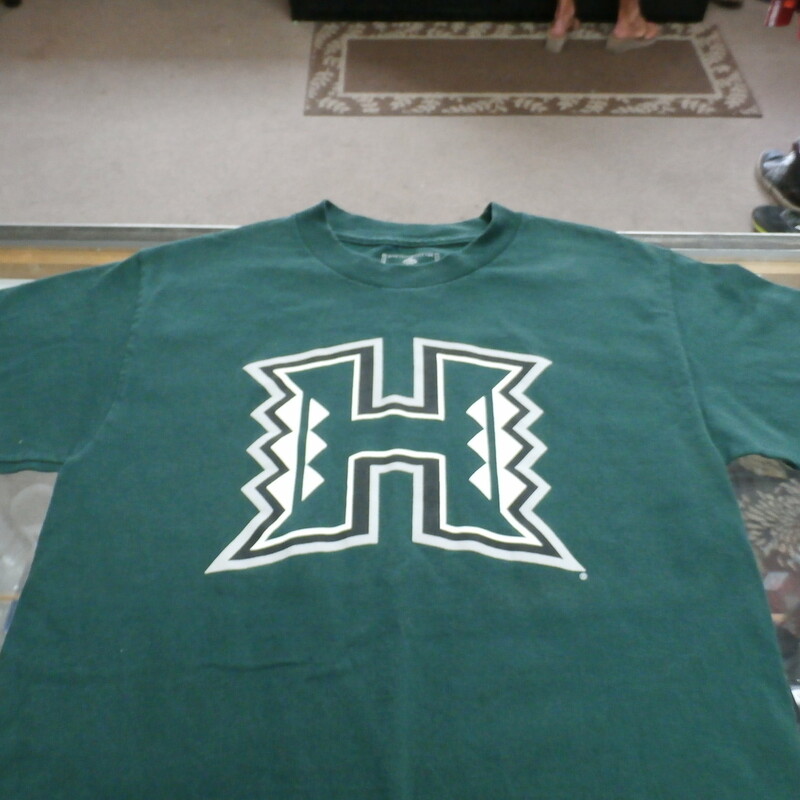 Hawaii Warriors Foot Locker Adult Short Sleeve Shirt Size Small Green #24601
Rating: (see below) 3 - Good Condition
Team: Hawaii Warriors
Event: N/A
Brand: Foot Locker
Size: Adult - Small (Measured: Across chest 17\" , length 26\")
Measured: Armpit to armpit; shoulder to hem
Color: Green
Style: Short sleeve; screen pressed
Material: 100% Cotton
Condition: 3 - Good Condition - wrinkled; faded and discolored; pilling and fuzz are present; feels coarse; logo looks great; no stains rips of holes
Item #: 24601
Shipping: FREE