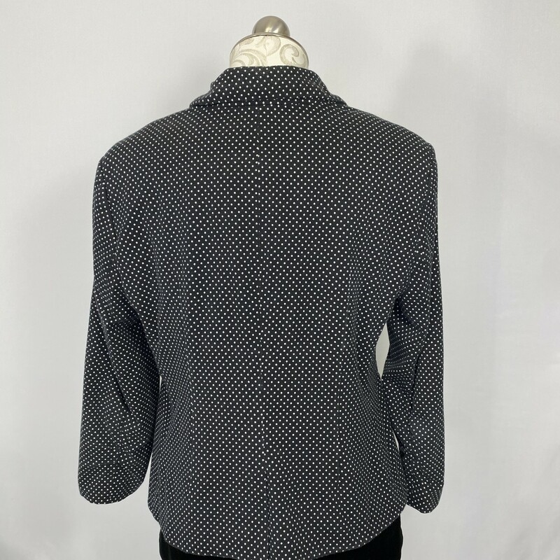 120-540 The Limited, Black, Size: L<br />
black and white polka dot blazer 95% cotton 5% spandex  good