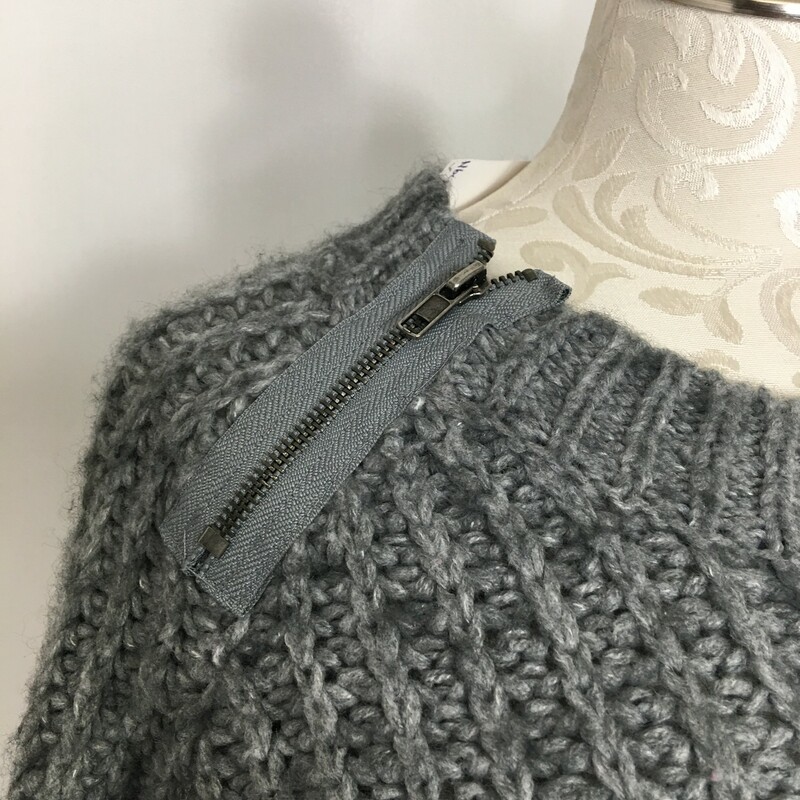 110-117 East Side West Si, Gray, Size: Medium Thick Gray Sweater With Zipper Detail -  Good