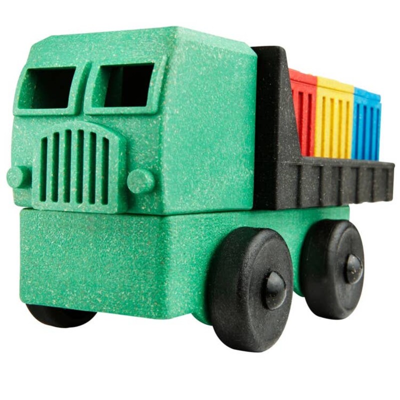 This cargo truck is a nine part puzzle (with all those boxes) that rewards your child with a working cargo truck. The boxes have lids that come off so you can stash treasure inside. They also stack on top of each other so they can be stacked up and knocked down. This stem educational toy truck encourages early childhood development of problem solving, creative play, and fine-motor skills in kids aged 3+.

- Sustainable packaging made of recycled cardboard, doubles as a storage container.
Made in United States of America