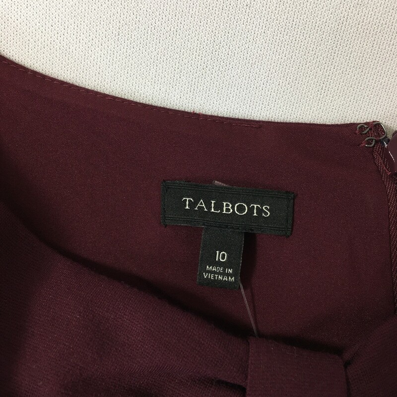 Talbots Long Sleeve Bow D, Maroon, Size: 10