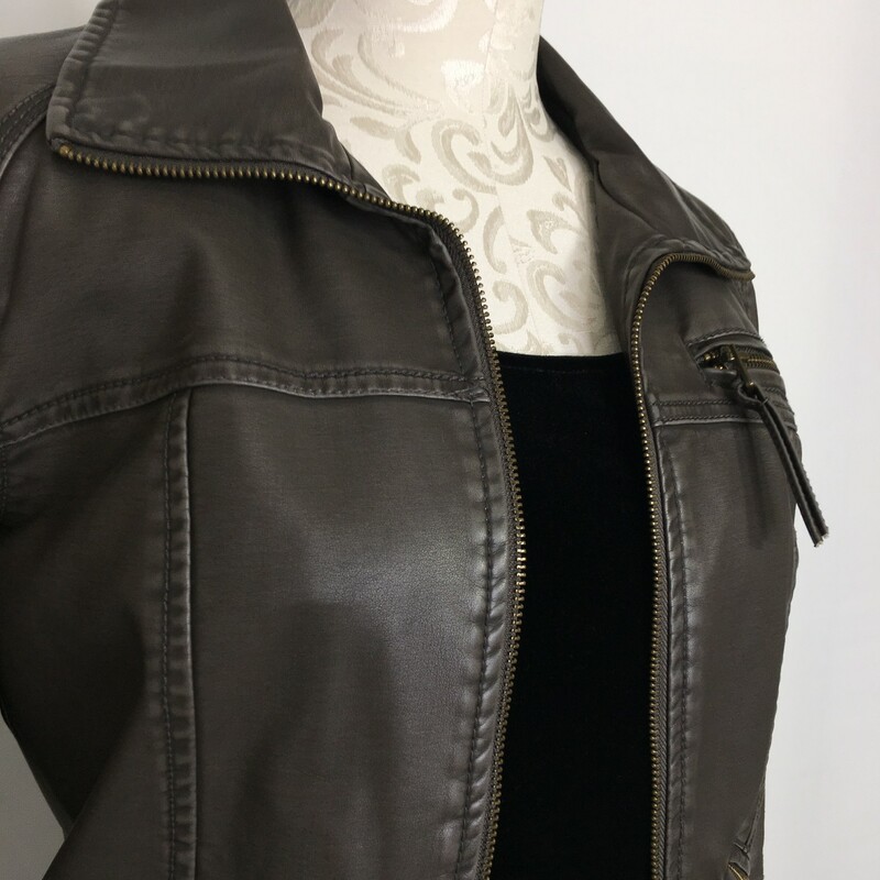104-008 Silence + Noise, Brown, Size:  S Brown Leather Jacket -  Good