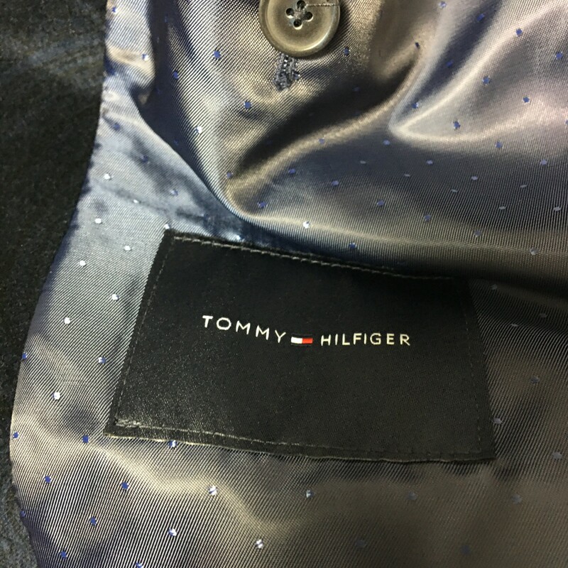Tommy Hilfiger Patterned, Navy Blu, Size: R46 100% cotton, printed velvet sport coat