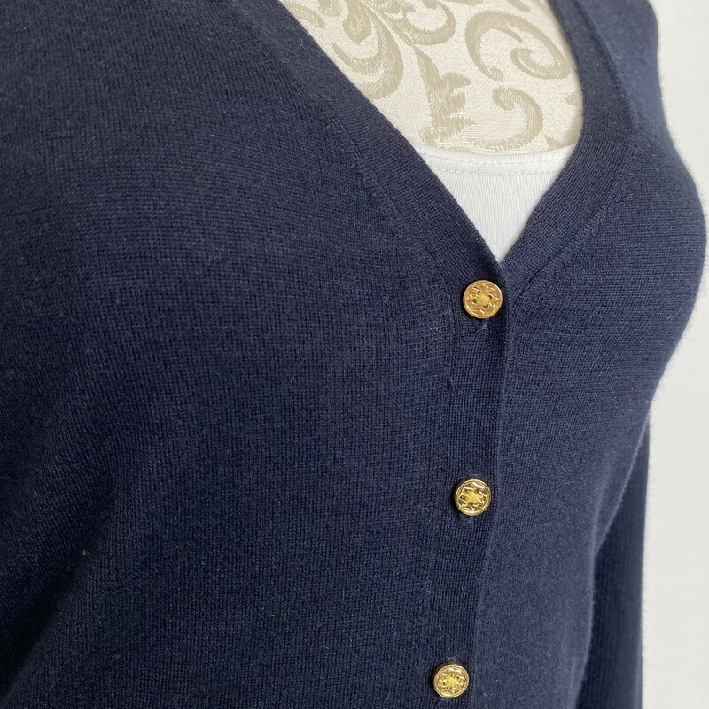 105-094 Tory  Burch, Navy Blu, Size: S<br />
Cardigan 73% Silk  27% Cashmere