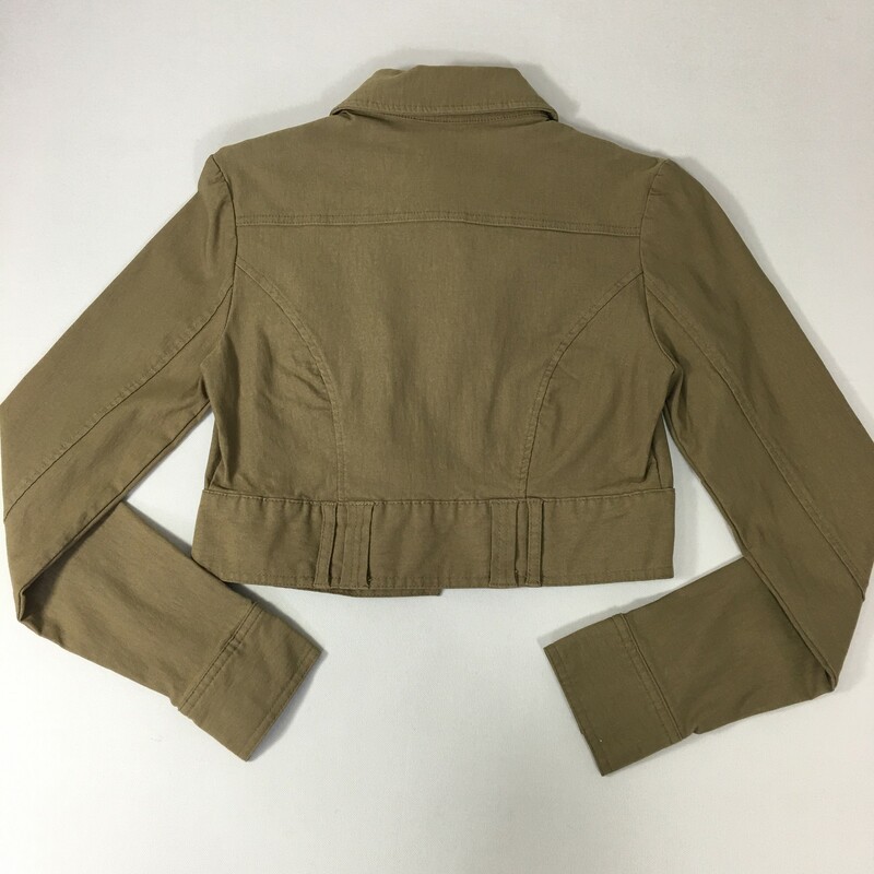 120-177 Flirtatious, Khaki, Size: Small Khaki long sleeve short jacket rayon/nylon/spandex
