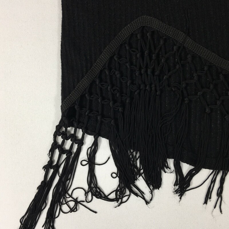 125-085 Rue21, Black, Size: Medium black sweater with fringe at the bottom 54% polyester 43% rayon 3% spandex  good