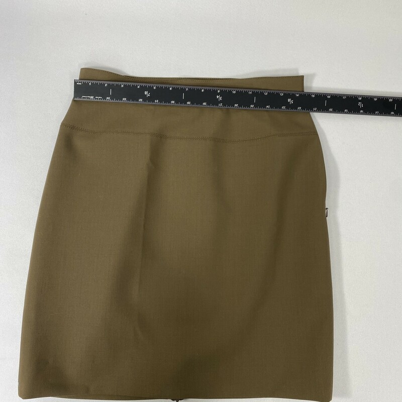 100-1012 Worth, Brown, Size: 4 plain light brown skirt 53% polyester 42% wool 5% spandex  good