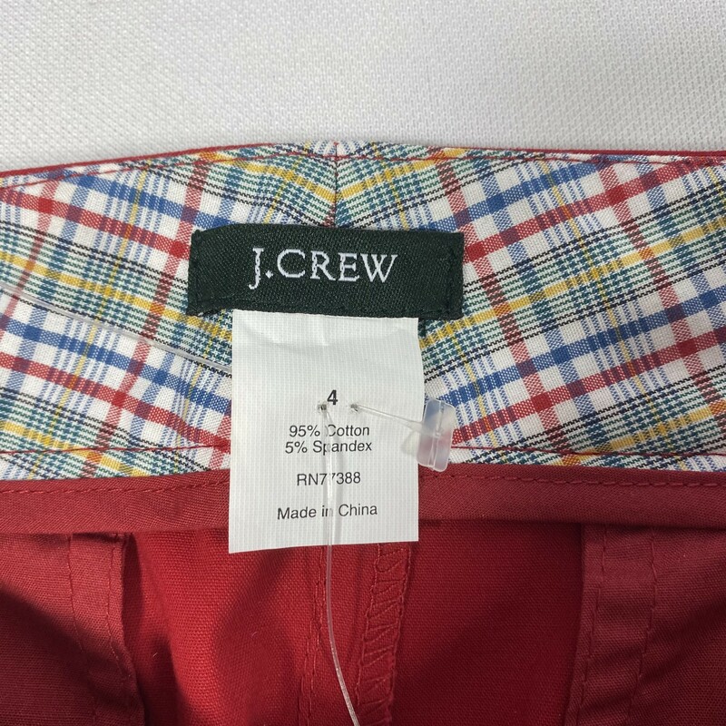 110-004 J Crew, Red, Size: 4 Short Plain Red Skirt 95% Cotton 5% Spandex  Good