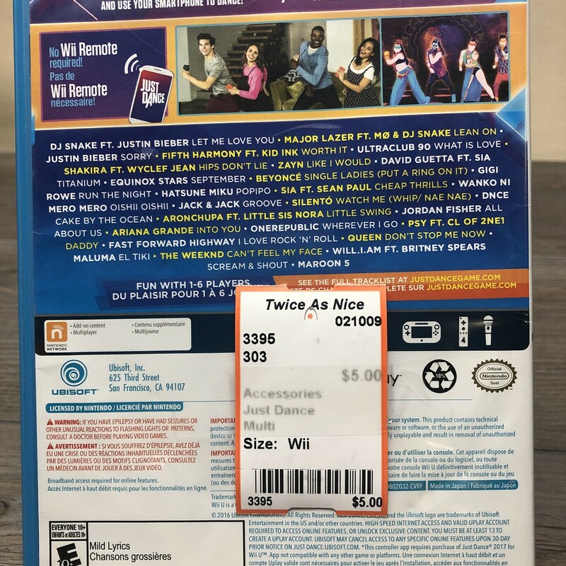 Just Dance WII U 2017, None, Size: USED