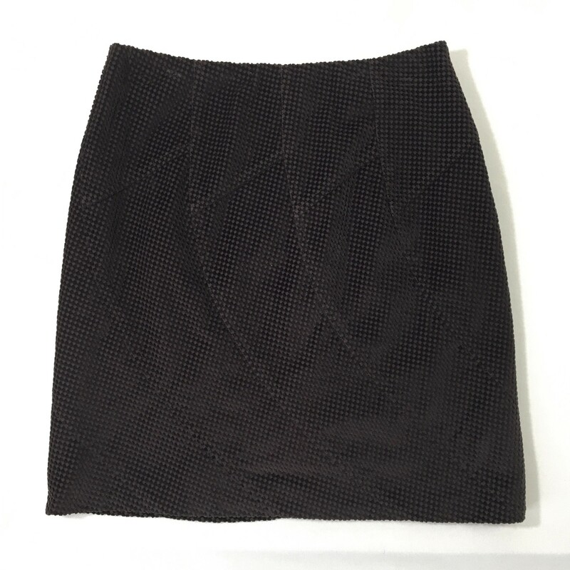100-1013 Etcetera, Brown, Size: 6 dark brown skirt with velvet square pattern 100% cotton  good
