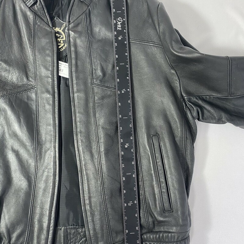 129-001 Renes, Black, Size: 38 black no collar leather jacket genuine leather  good