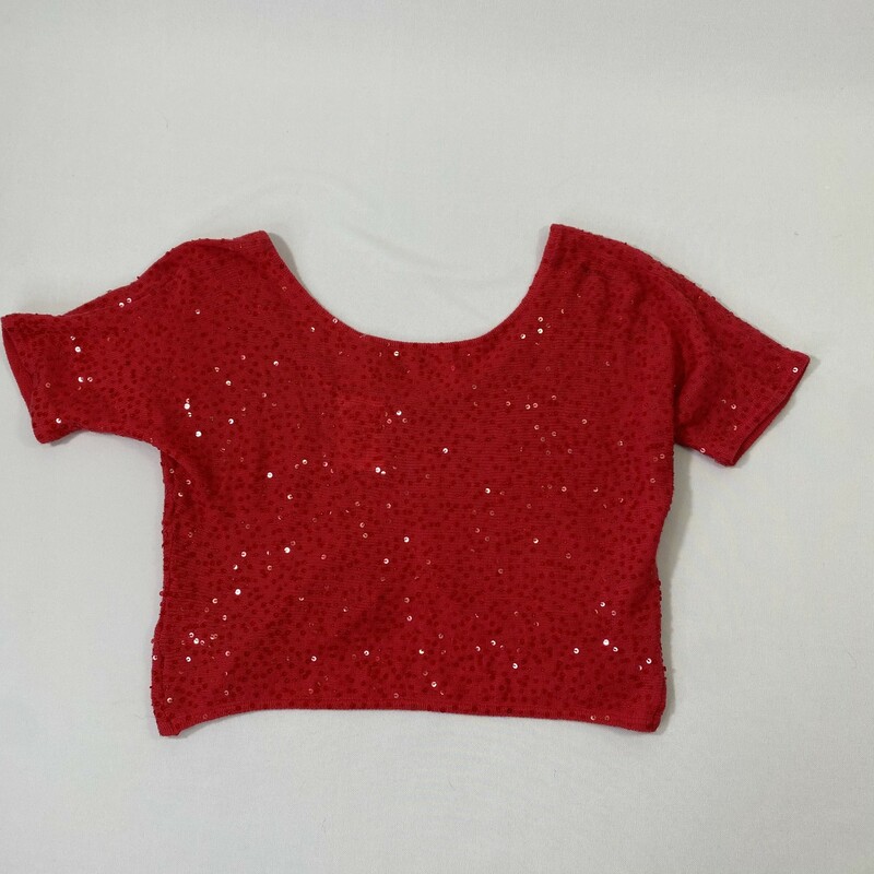 Short Sleeve Cardigan with sequins 100% cotton, Red, Size: Small