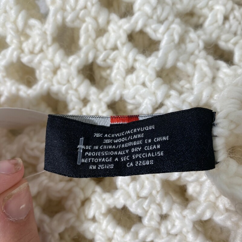 Polo Knit Poncho, White, Size: Poncho 70% acrylic 30% wool
