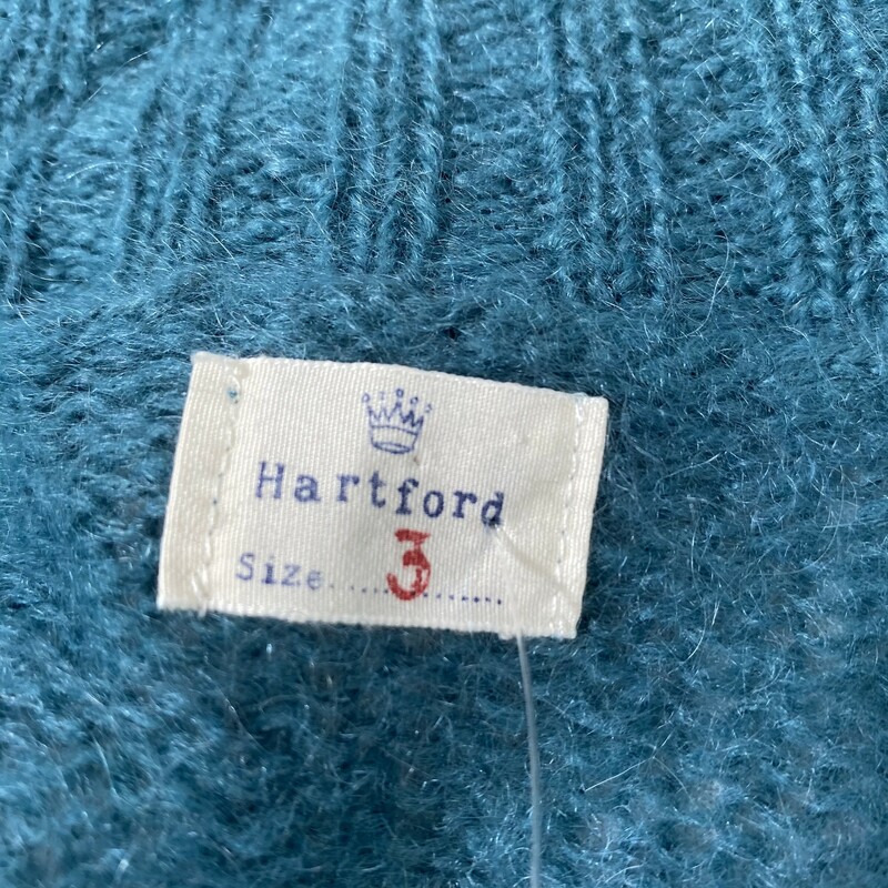 Hartford Tie Waist Cardig, Blue, Size: Small (size 3) 60% mohair 40% nylon