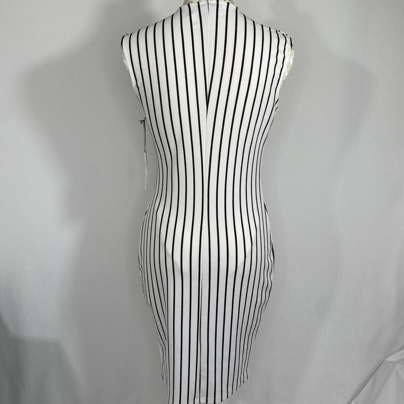 Iris Striped V Neck Dress, White, Size: Medium