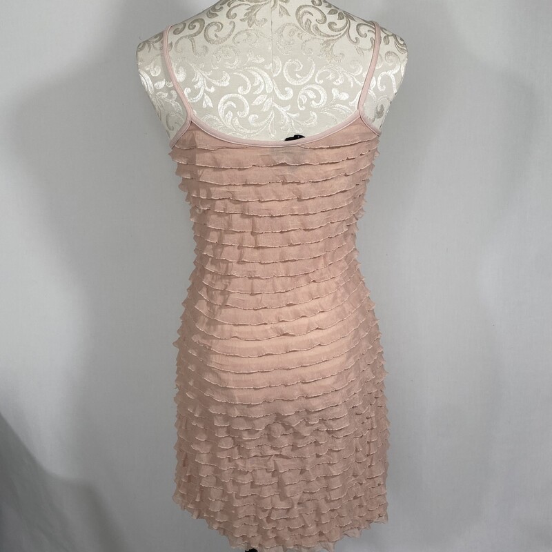 Thin Strap Ruffle Dress, Pink, Size: Small