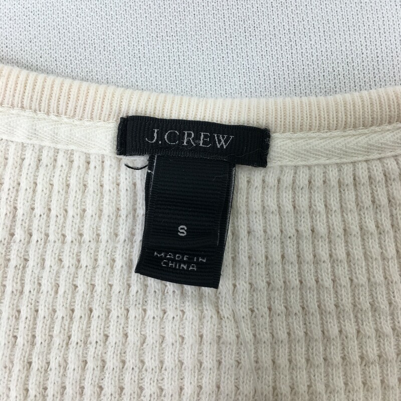 J. Crew Waffle Knit Top, White, Size: Small Pink striped with gold buttons 100% cotton