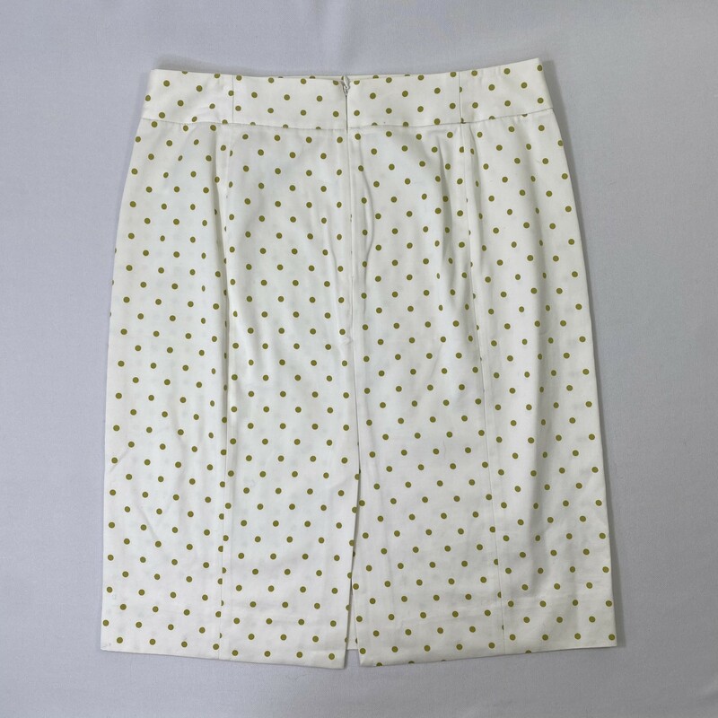 J.Crew Green Polka Dots, White, Size: 8 slit in the back 100% cotton