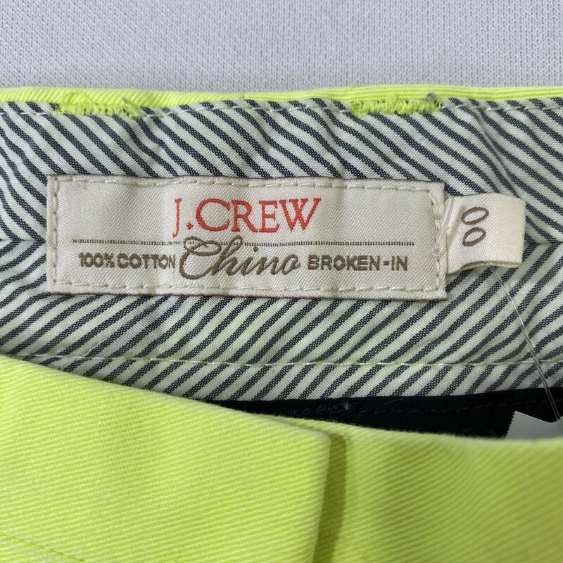 J. Crew Twill Chino Short, Yellow, Size: 00
