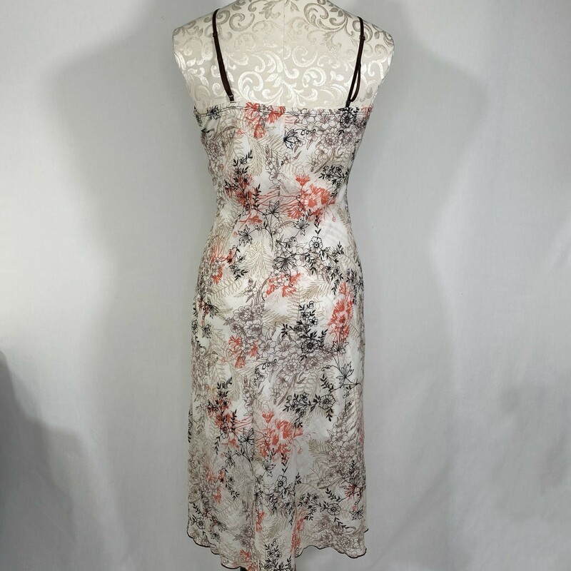 Studio 1940 Mid Length, White, Size: 6 thin straps with floral design 100% cotton