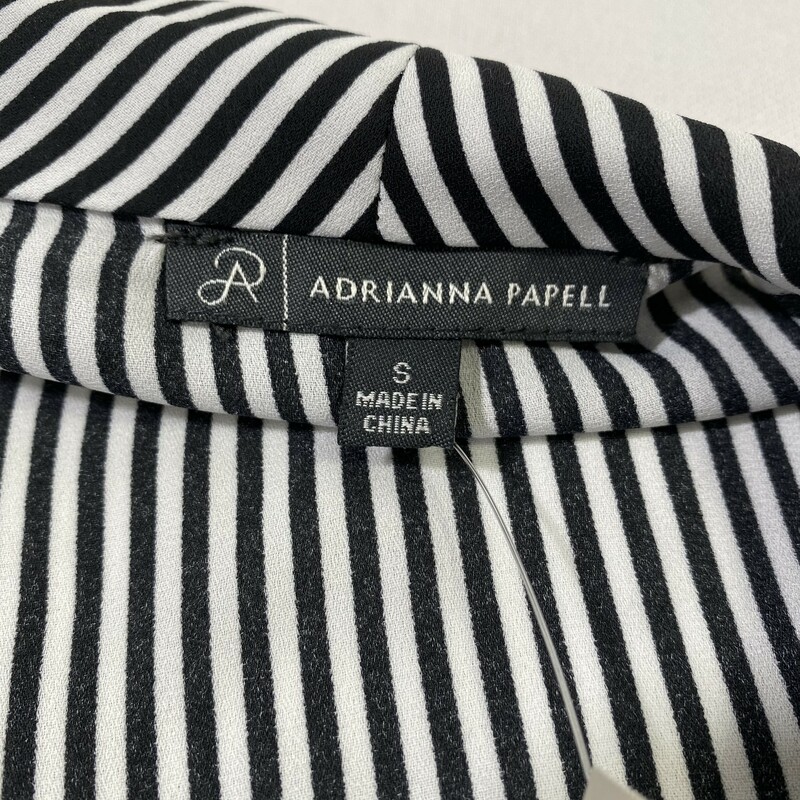 Adrianna Papell Striped, Black, Size: Small Wrapped collar blouse black and white striped