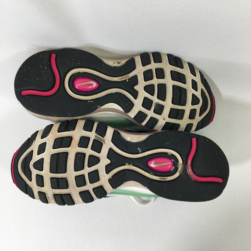 Nike Air Max 97, Multicol, Size: 6Y green, pink, white, and blue with silver details