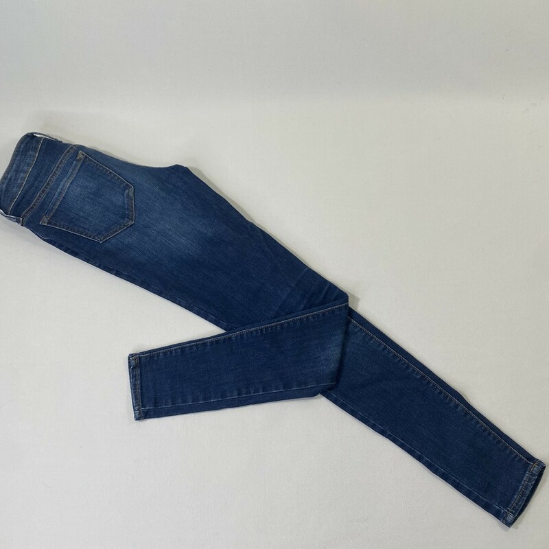 102-372 Old Navy, Blue, Size: 0 plain dark blue mid rise skinny jeans 70% cotton 2% spandex 28% polyester  good