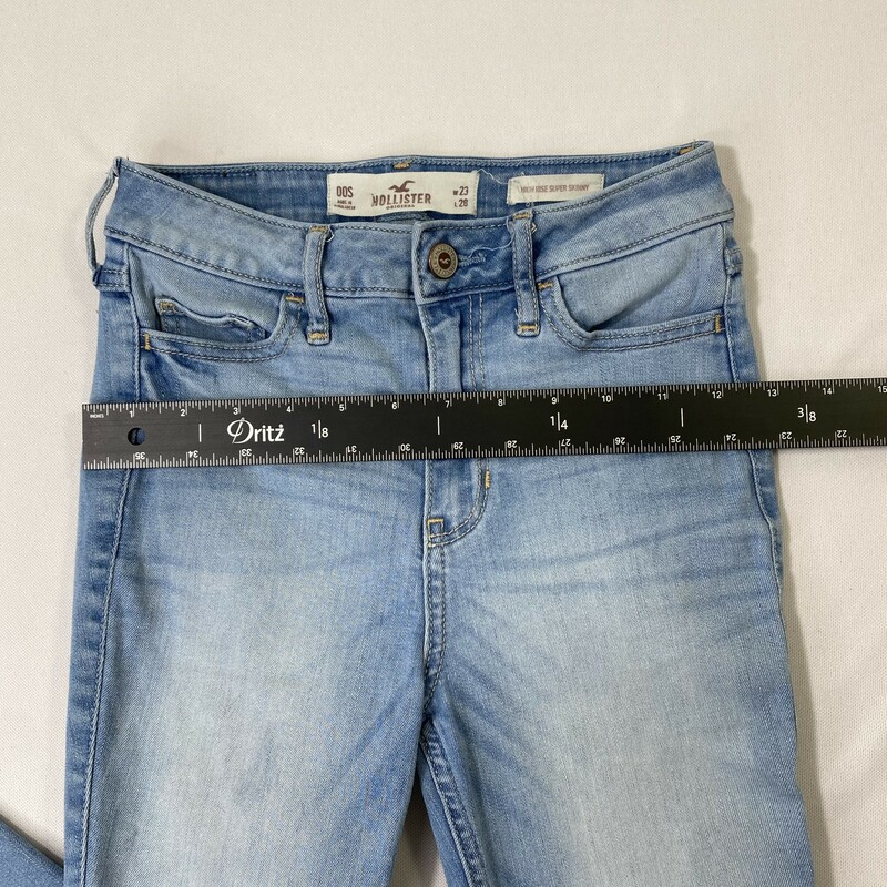 120-516 Hollister, Blue, Size: 00 high rise super skinny light blue jeans denim  good  short
